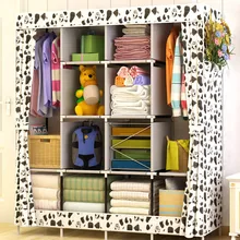 Simple wardrobe bold stainless steel pipe thickened non-woven wardrobe storage assembly King size combination wardrobe