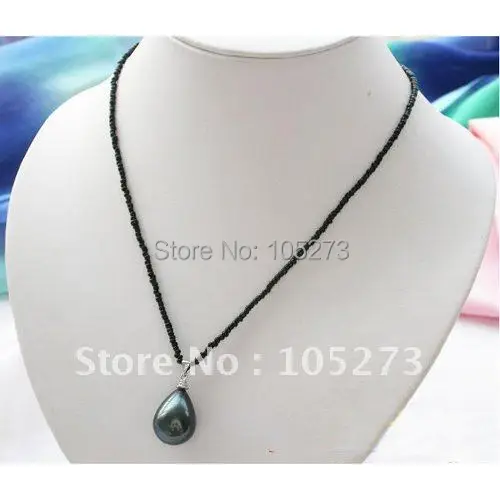 15-20MM Drip Black Color South Sea Shell Pearl Necklace Pendant Fashion Jewelry 18inchs Wholesale New Free Shipping FN1628 | Украшения и