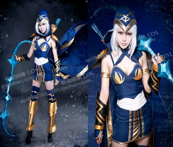 

LOL Ashe Dark Blue Uniforms Cosplay Costume Free Shipping