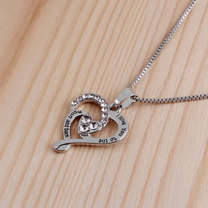 Модные ожерелья с кулоном i love you to the moon and back подвески в виде сердца женские чокер