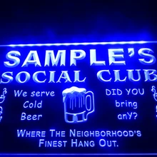 DZ027-для персонализированного названия Social Club дома пивной бар светодиодный неоновый Световой значок повесить знак для домашнего декора