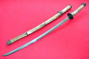 

Japan Japanese Saber NCO Sword Samueai Katana Sharpened Damascus Steel Blade Carved Tiger Brass Sheath