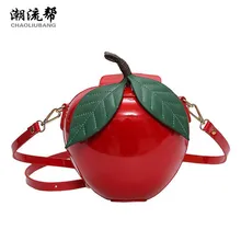 CHAOLIUBANG drôle sac femme sacs à main en cuir rouge/vert apple en forme de marque design mignon sac mini bandoulière sacs personnalité sac un
