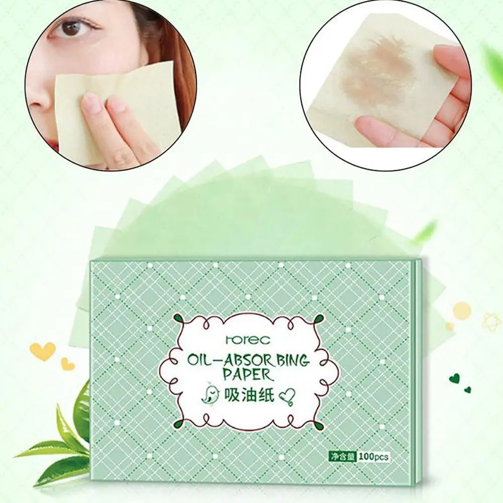 

3Pack=300pcs Protable Facial Absorbent Paper Oil Control Wipes Green Absorbing Sheet Oily Face Blotting Matting Tissue