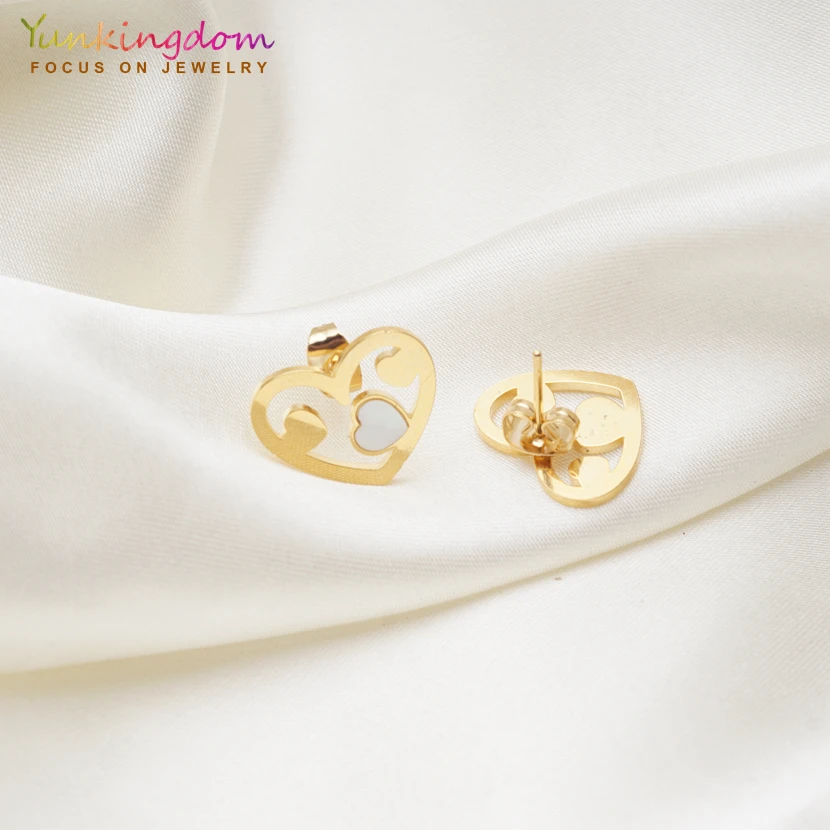 Yunkingdom pretty heart design ожерелье из нержавеющей стали серьги гвоздики ювелирные наборы