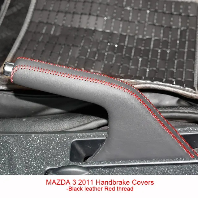 PONSNY Car Handbrake Covers Case for Mazda 3 2011 Auto Genuine Leather