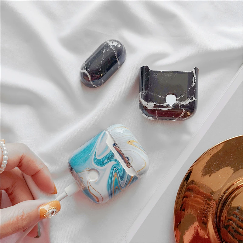 Жесткий чехол OUTMIX Агатовые мраморные Чехлы для Apple Airpods защитный Bluetooth