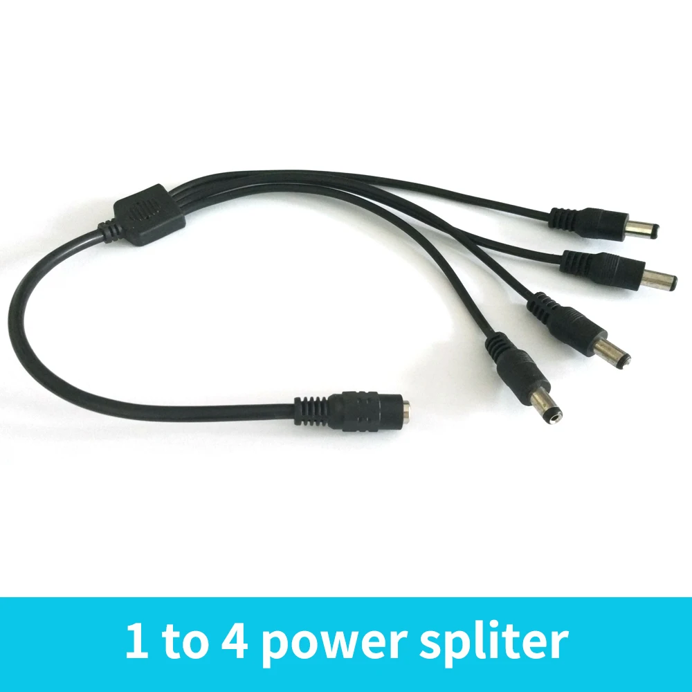 

DC power Splitter 4 way Power Splitter Cable 1 male to 2 Dual Female cord for CCTV Camera 5.5mm / 2.1mm 1pcs