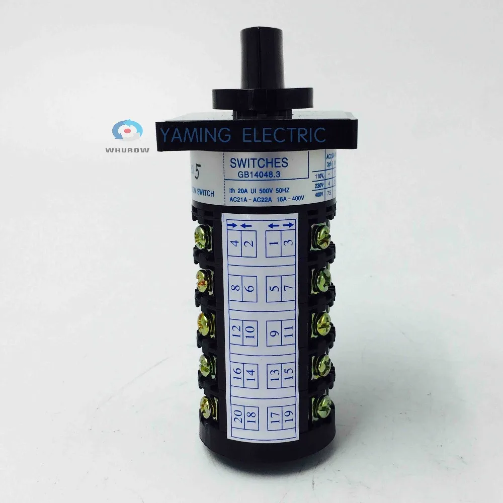Yaming electric 3 позиционный 1 2 HZ5B 20/5 сменный поворотный кулачковый переключатель 20A 5