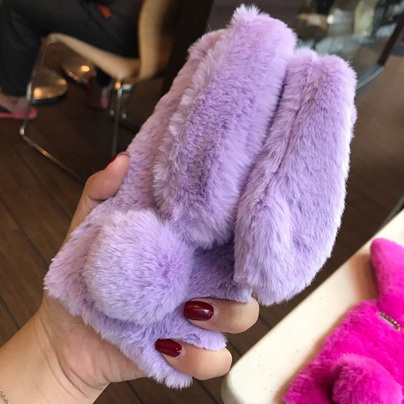 Cute Rabbit Soft TPU Furry Phone Cover Case for iPhone X 7/8 7/8Plus 6/6S Plus LSMK99 | Мобильные телефоны и аксессуары