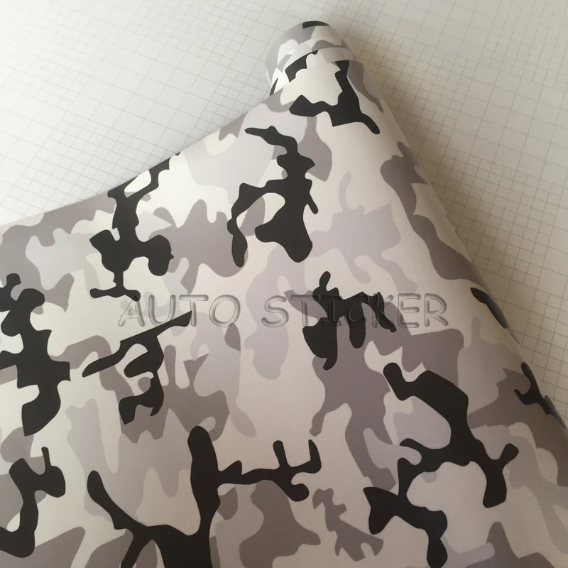 Adhesive Black gray white Snow Camo Vinyl 2