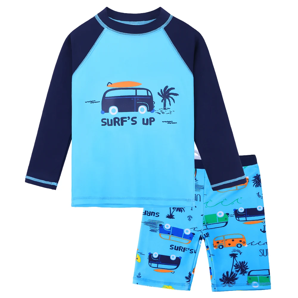 

BAOHULU Children's Swimwear Long Sleeve UPF 50+ Beach Sun Protection Kids Surfing Swimsuits Two Pieces Toddler Boy Bathing Suits