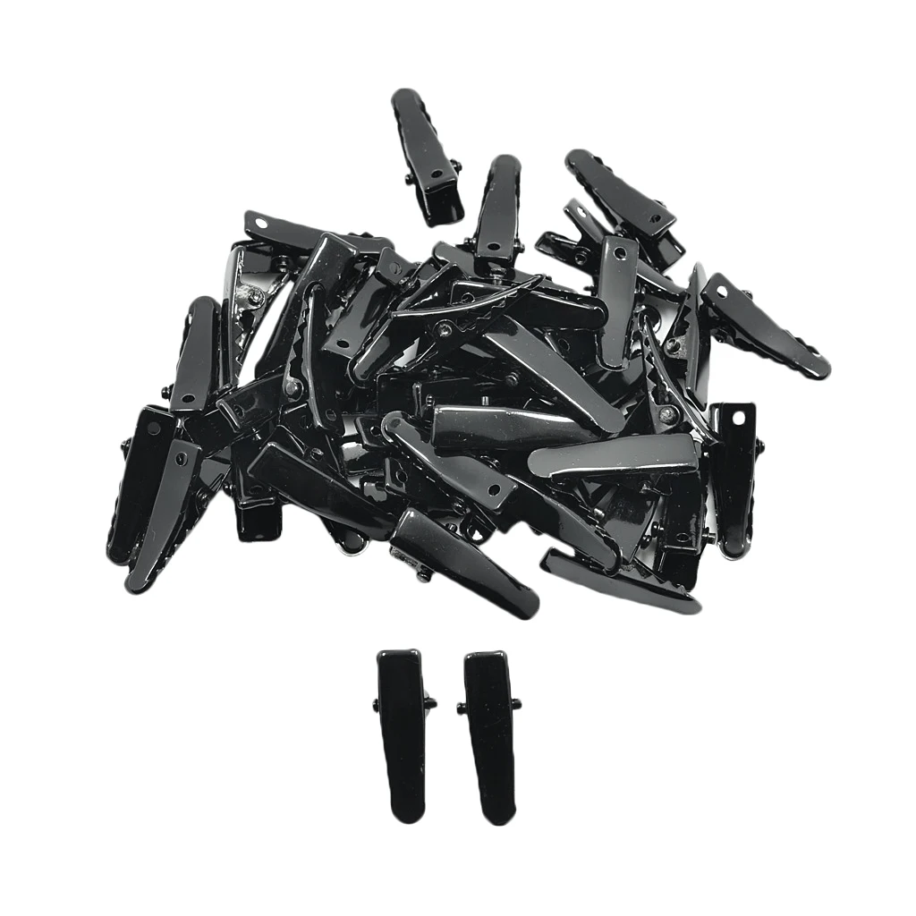 50pcs Mini Black Metal Single Prong Hair Clips Alligator Barrette Findings DIY Women Baby Hair Accessories Kids Hair Bows