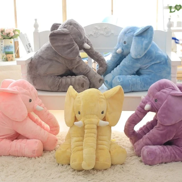 Elefante de peluche grande de 60cm para niños, cojín para dormir