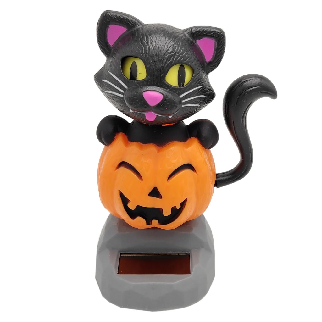 Cartoon Solar Powered Dancing Pumpkin Cat Swing Figure Model Toy Dashboard Car Desk Decoration