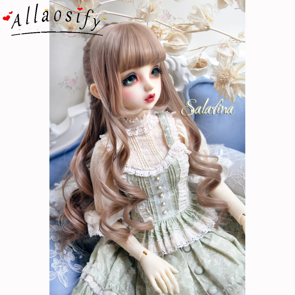 Allaosify 1/3 1/4 1/6 Bjd Doll Wig High Temperature Silk Brownish Black Long Curly Hair Free Shipping Synthetic | Игрушки и хобби