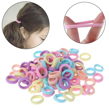

100 Pcs/Set Hair Band Girls Ponytail Elastic Soft Nylon Headband Headwear Candy Color Cute Fashion Accessories Kids Children Rop