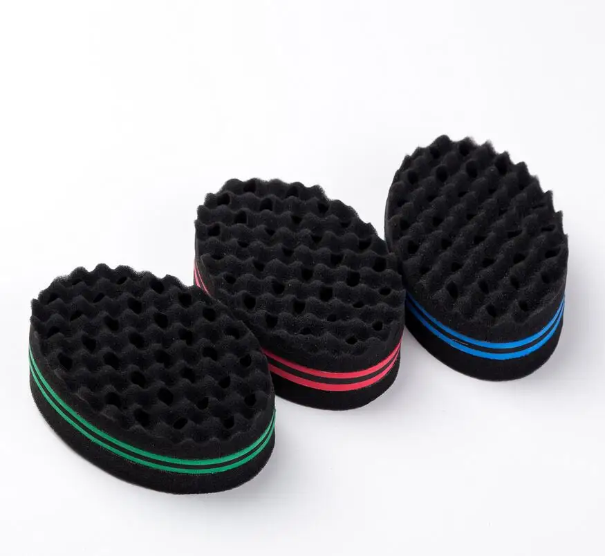 

1pcs Elliptical dual-use perforated curly sponge shape chaotic hair sponge brush hair sponge random color