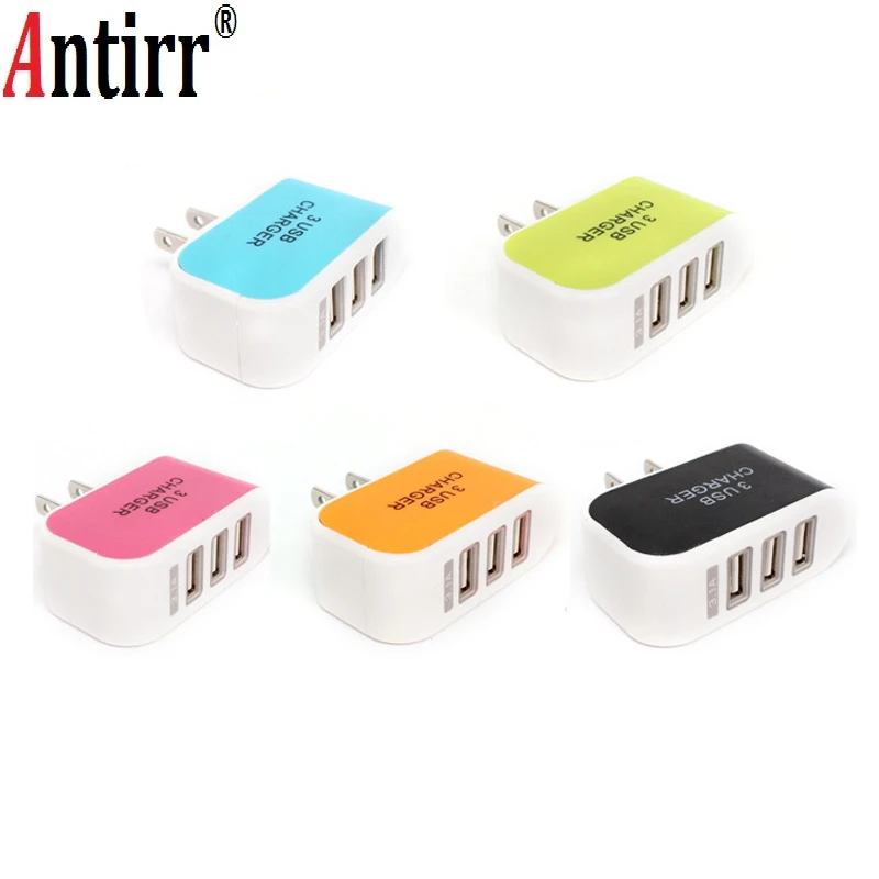 Universal LED Triple 3 USB Ports Portable Travel US Plug Home Wall Power Adapter Charger for iphone Samsung xiaomi