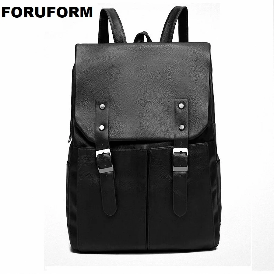 

Men's Backpack Simple High Quality Leather Backpack Male Leather Fashion Trend Youth Leisure Travel 14 inch Computer Bag LI-2376