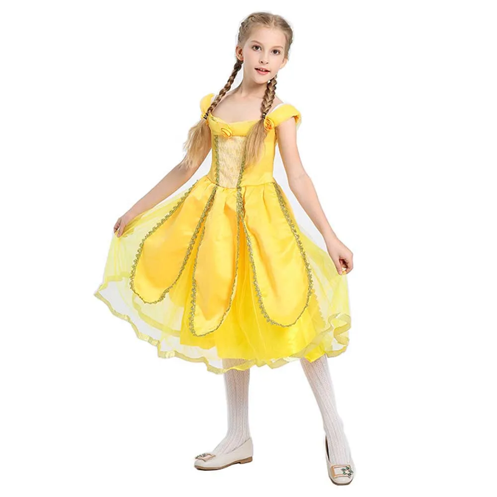 US Beauty and The Beast Adult Kids Princess Belle Costume Halloween Dress Party