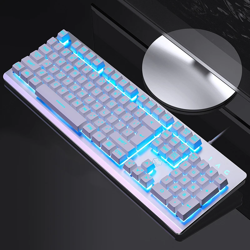 Игровая клавиатура 104 с RGB подсветкой, водонепроницаемая Бесшумная клавиатура для компьютера, геймера, USB Проводная клавиатура для ноутбука