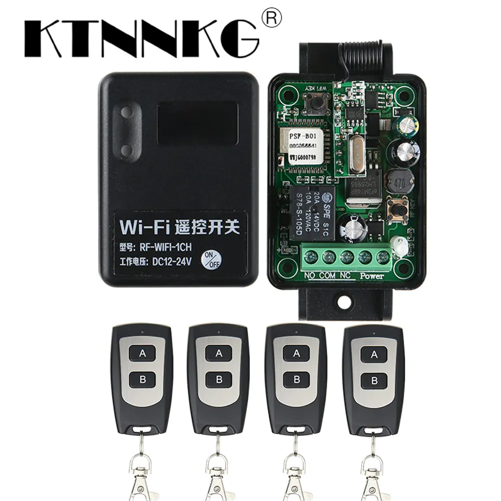 

Smart Home Module DC 7-36V 10A Wifi Switch 1CH transceiver Controller and 2/4 Pcs 433Mhz RF Transmitter for Remote Garage