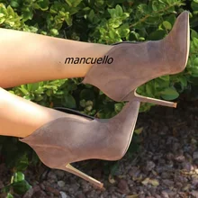 Chic U-shape Ноги Острым Носом Ботильоны Женские Сексуальные Серый Бархат Шпильках Пятки Сандалии Пинетки Тенденции Моды Платье обувь