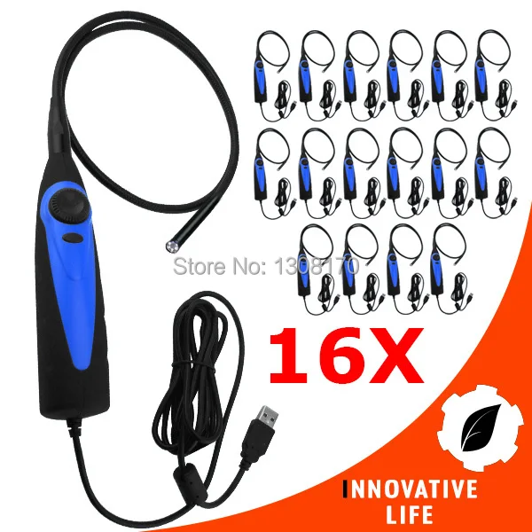 

16 x pieces USB 7mm Camera Head Video Inspection Borescope Endoscope Pipe Snake Scope 830mm Flexible Tube 6 LED Light