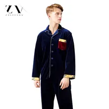 Zoleevon осень Для мужчин, одежда для мальчиков, Хлопковая пижама; бархатные комплекты для сна костюм футболка с шортами мужской теплый костюм для сна домашняя пижама Повседневное комплект из двух предметов