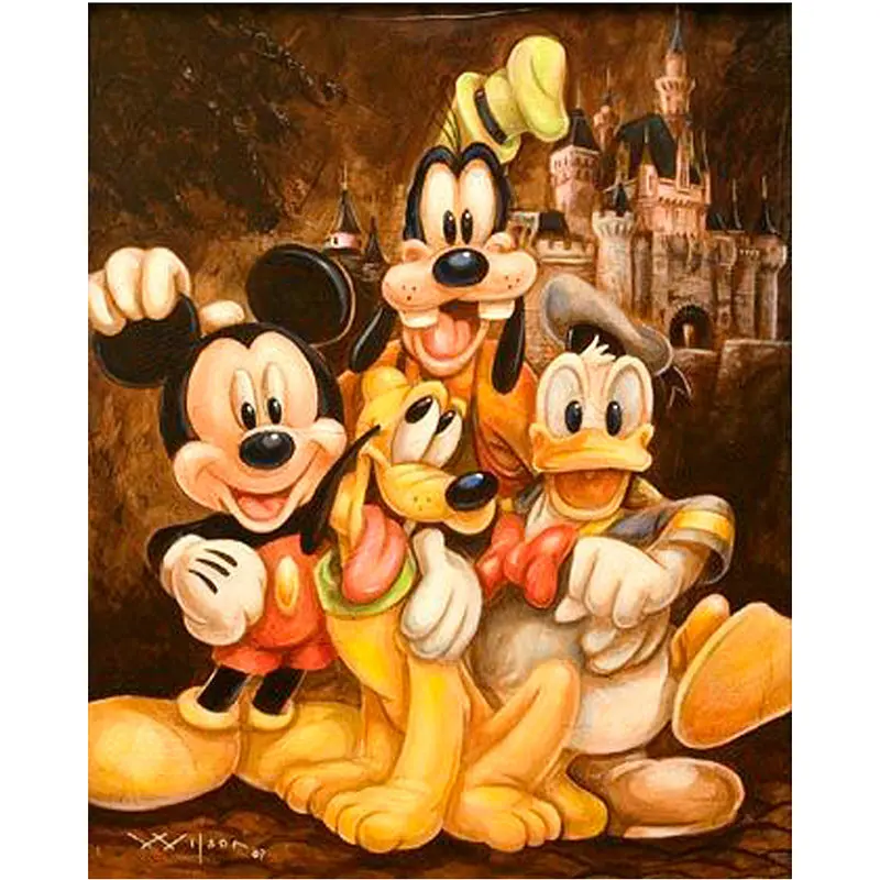

5D DIY Diamond Painting Cross Stitch Mickey mouse with Donald Duck Full Rhinestone Mosaic Diamond Embroidery Disney castle icons