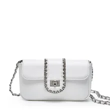 Novel and unique lock chain decorated crossbody bags for women fresh leather chain bags handbags women famous brands women's bag