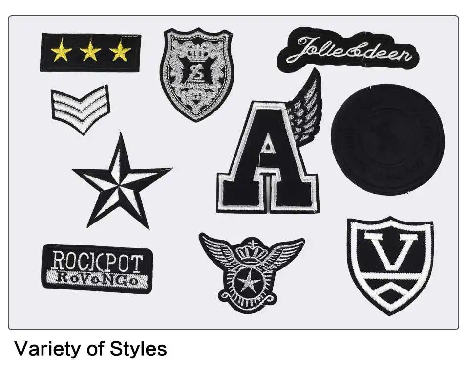 Black Iron On Patches Letter A Wings Mickey Mouse Head M Star Patch Embroidery Applique Designs Stickers On Clothes (6)