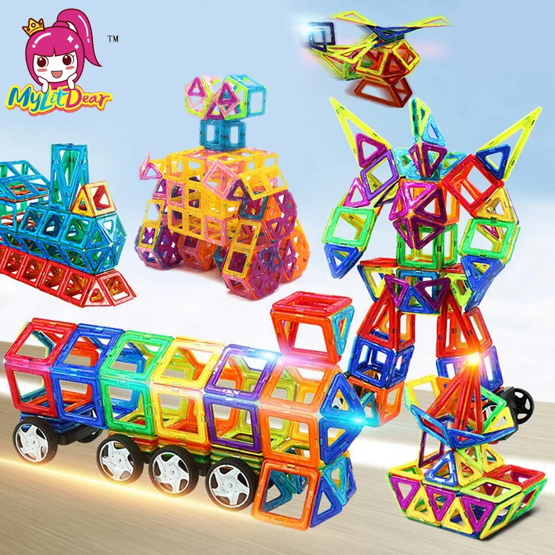 

115 PCS City Truck Robot Magnetic Building Bricks Blocks Enlighten Diy Creative Bricks Kids Educational Toys Boys Gift