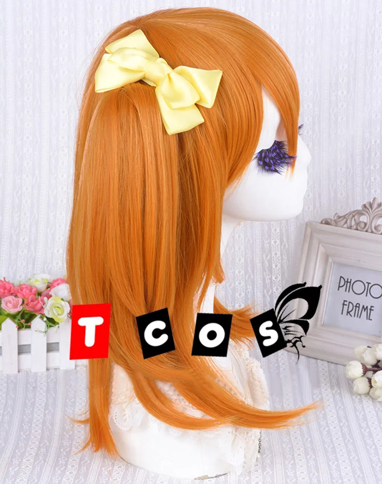 Люблю жить! Термостойкий парик для косплея LoveLive Kosaka Honoka Kousaka короткий оранжевый
