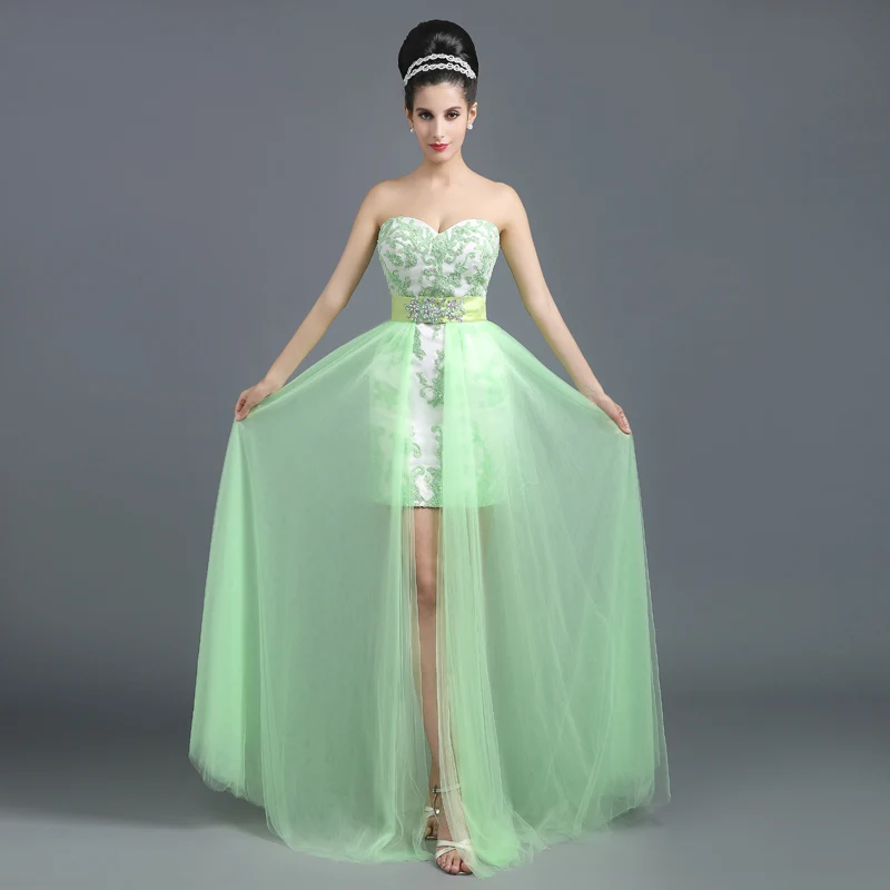 2020 New Arrive Abendkleider High Low Prom Dresses Aqua Sweetheart Backless Beading Long Lace Party Gown Rode De Soiree SLD258