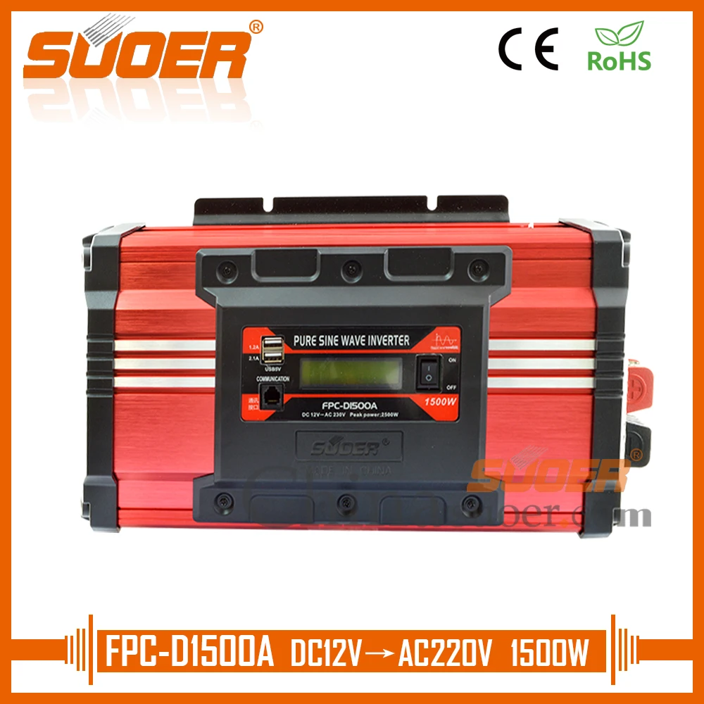 

Suoer Pure Sine Wave Power Inverter 12V 220V 1500W Power Inverter(FPC-D1500A)