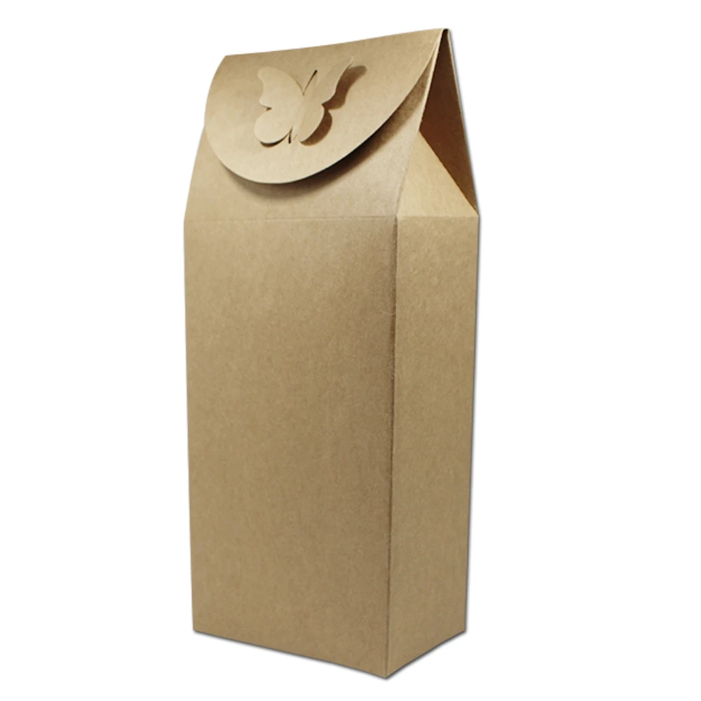 

10Pcs/lot Stand Up Brown Kraft Paper Gift Packing Box Supplies Wedding Party Favor Boutique Craft DIY Gift Tea Storage Boxes