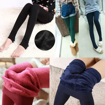 

New Warm Winter Tights Fashion Women's Thick Fleece Lined Thermal Stretchy Clothes Tights Woman Solid Cotton Blend Tights