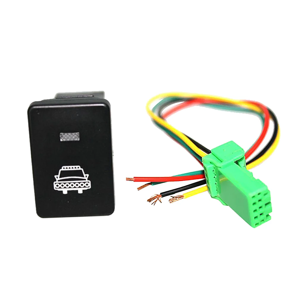 LED Push Button on-off Switch with Connector Wire Kit for Toyota - Headlight Fog Light Parking Light Power Symbol -White