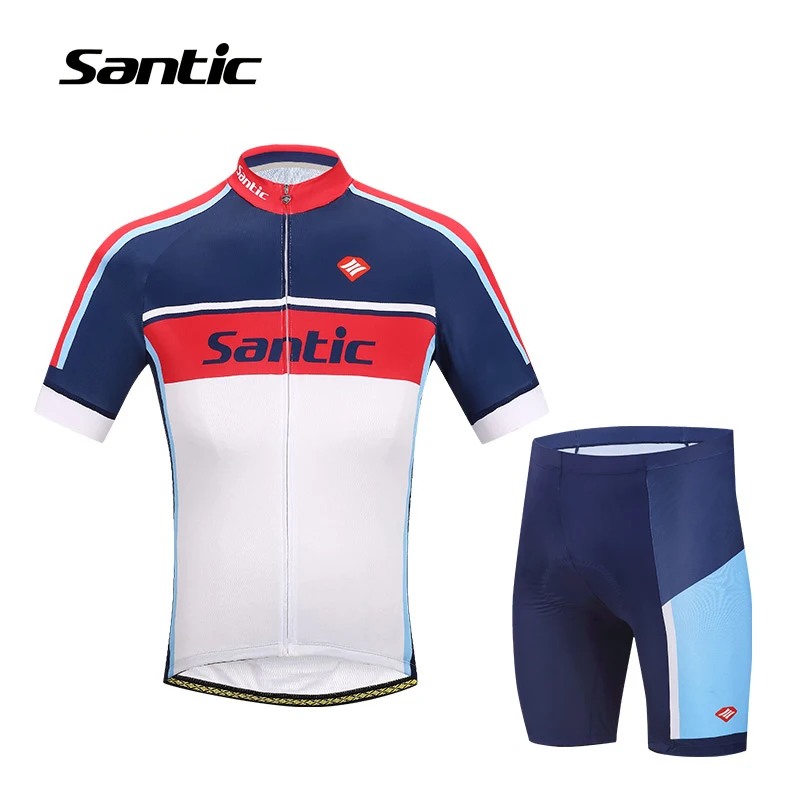 

SANTIC Men's Cycling Jersey Sets Short Sleeve Cycling Wear Full Zipper Clothing Breathable Quick-Dry Cycle Set WM6CT056