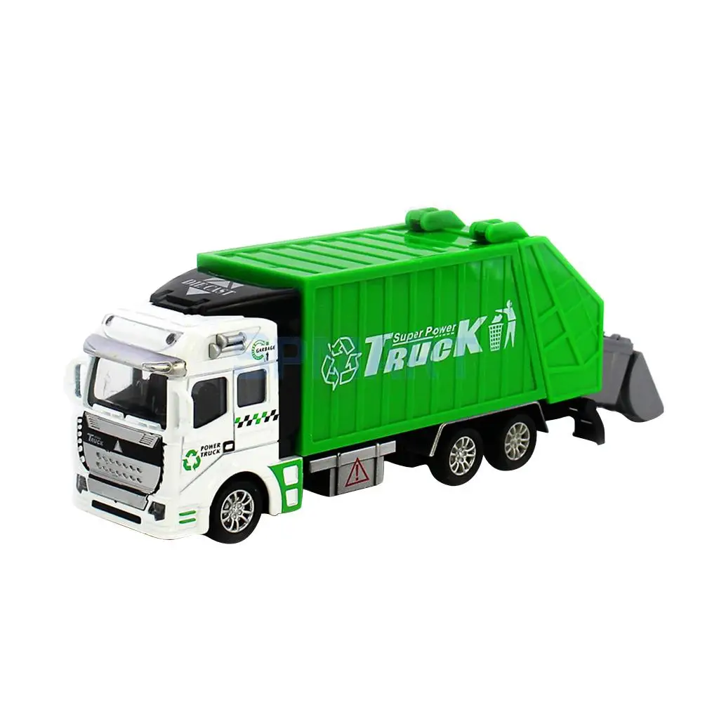1:32 Scale Die Cast Pull Back Sanitation Engineering Garbage Truck Model Children's Day Birthday Gift Classic Car Toy