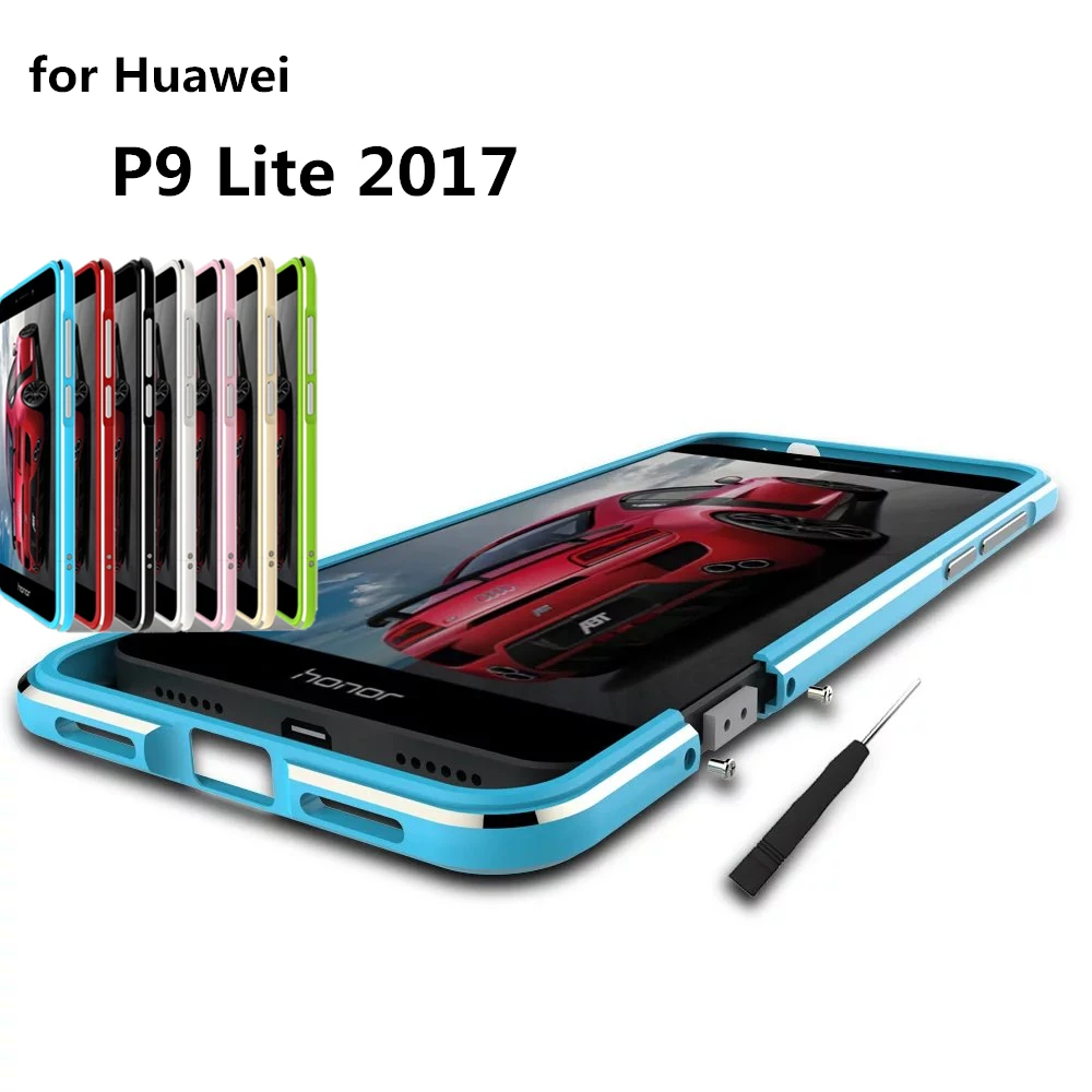 

Huawei P9 Lite 2017 Bumper Ultra Thin Protective aluminum Bumper For Huawei Ascend P9 Lite 2017 +2 Film (1 Front +1 Rear )