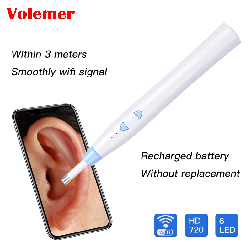 Volemer F180 WIFI Ear Endoscope HD 720P Wireless 5.5mm Visual Ear Spoon