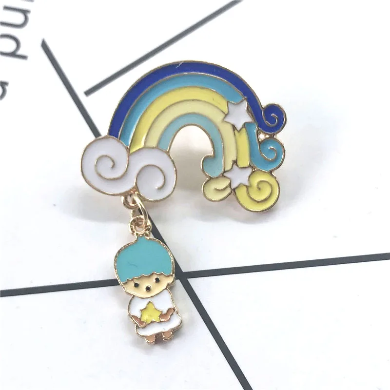 

New blue cloud rainbow brooch blue prince children rainbow roll cute badge jewelry denim clothes pendant gift