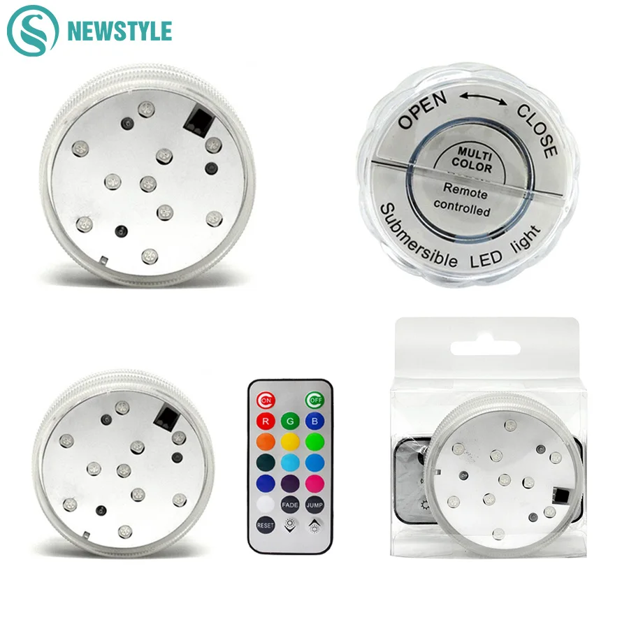 

Colorful Waterproof LED Underwater Light 10leds RGB Swimming Pool Light Submersible LED Pool With 20 Keys Remote Controller