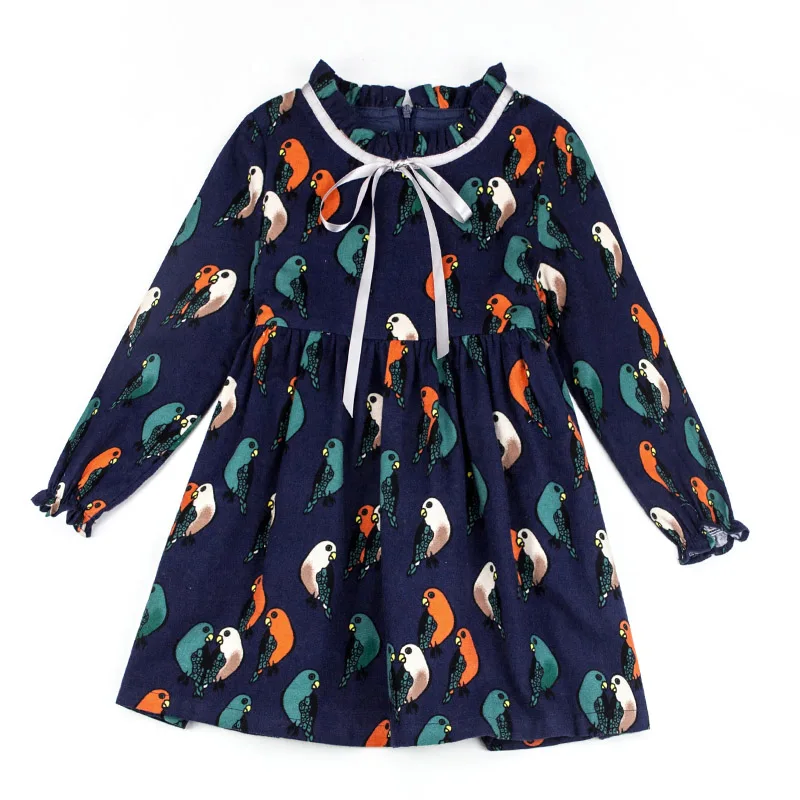 

High-end Girl Dress Cartoon Printing Long Sleeve Kids Clothes 3-14 Years Spring Summer 2017 Cool Casual Party Girls Dresses OT05