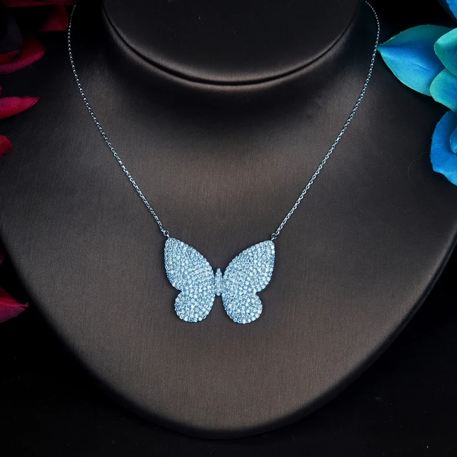 Женское Ожерелье с кулоном бабочкой из фианита hibrid кулон