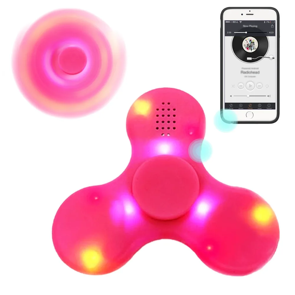 Wallfire Fidget Spinner LED Bluetooth Speaker Hand Spinner Tri Spinning Top Decompression Finger Spiner Toys Wireless Led Toys