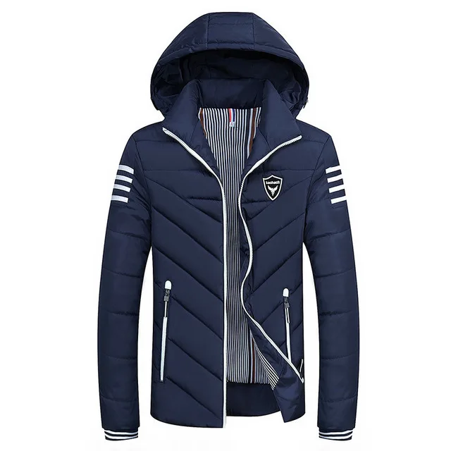 M-8XL, зимняя мужская куртка,, капюшон, отстегивается, теплое пальто, хлопковая подкладка, толстая парка, Мужская брендовая одежда, Camperas Hombre Abrigo W02 - Цвет: Blue Jacket